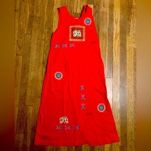 Vintage Viva red‎ Indian long tank dress made in orange CA